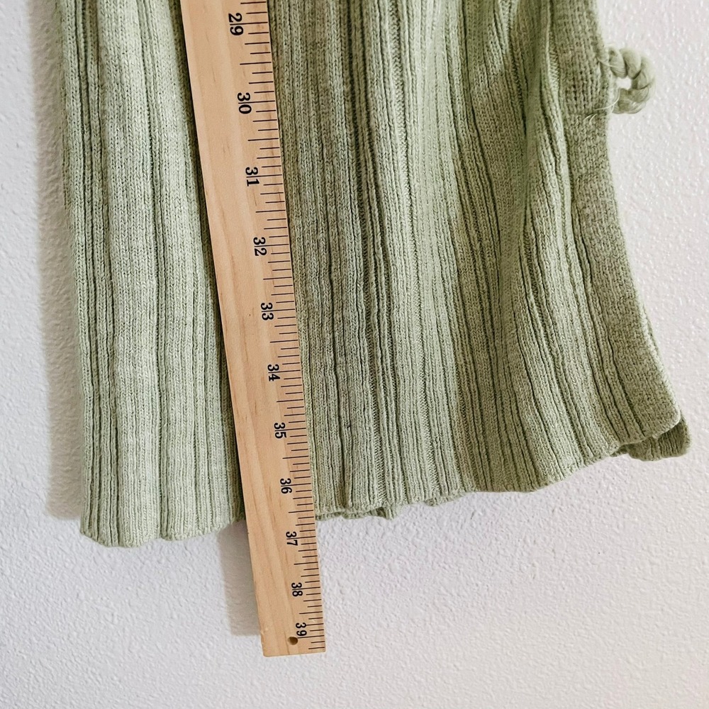 Free People FP Beach Sage Green Ribbed Knit Wide Leg Side Slit Pants Small Boho - Picture 7 of 9